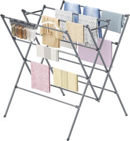 Drying Rack Clothing,Large 12 Drying Poles with Sock Clips Clothes Drying Rack,Foldable Portable Laundry Drying Rack