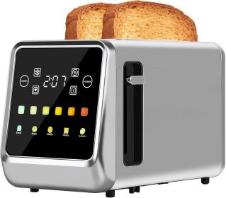 Stainless Steel Touch Screen Toaster 2 Slice, Bagel Toasters with LCD Display