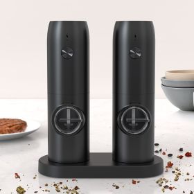 Set of 2 Electric Salt and Pepper Grinder, Automatic Pepper Mill,USB Rechargeable, Adjustable Coarseness, One-handed Operation, Ceramic Burr