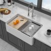 Farmhouse Kitchen Sink 33"  Workstation - 33 x 20 x 10 inch White Porcelain Ceramic Single Bowl Kitchen Sink
