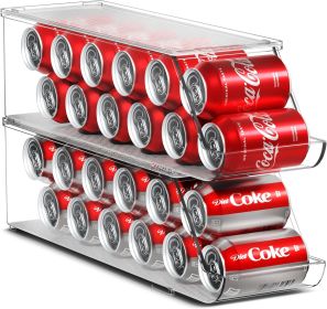 Can Organizer for Refrigerator Stackable Can Holder Dispenser with Lid for Fridge, Pantry, Freezer â€“ Holds 12 Cans Each, BPA-Free, Clear Design