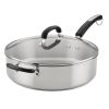 Brilliance 6 Quart Stainless Steel Sauté Pan with Lid and Helper Handle, Induction Compatible, Metal Utensil and Dishwasher Safe