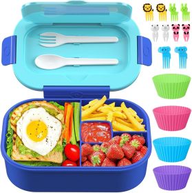 Kids Bento Lunch Box Leakproof Lunch Box with 4 Compartments Lunch Containers with Tableware Kids Bento School Lunch Boxes with Container 44oz