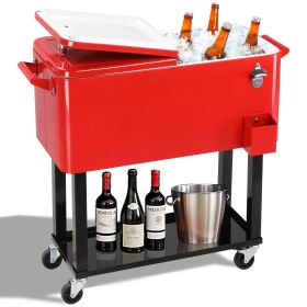 80 Qt Red Box Black Square Foot Tube With Drain Pipe Freezer Incubator 91*87*48cm