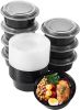 32 oz 50 ct Round Meal Prep Containers with Lids Plastic Food Storage Lunch Plan To Go Box Disposable Take Out Bowls BPA Free Durable Stackable Microw