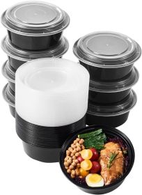 32 oz 50 ct Round Meal Prep Containers with Lids Plastic Food Storage Lunch Plan To Go Box Disposable Take Out Bowls BPA Free Durable Stackable Microw
