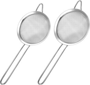 2 Pack Fine Mesh Strainer, Small Stainless Steel Sieves with Handles, for Steeping Loose Leaf Tea, Straining Cocktail, Juice and Sifting Flour