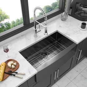 33 Gunmetal Black Farmhouse Sink - 33 Inch Kitchen Sink Stainless Steel 16 gauge Apron Front Kitchen Sink