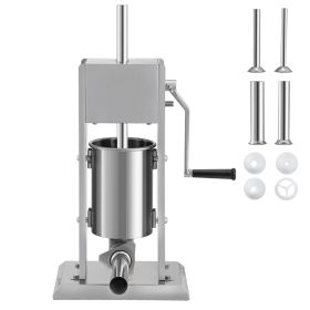 Manual Sausage Stuffer, 5LBS/3L Capacity, Two Speed 304 Stainless Steel Vertical Sausage Stuffer, Sausage Filling Machine with 4 Stuffing Tubes