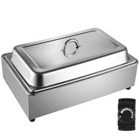 Commercial Food Warmer, Full-Size 1 Pot Steam Table with Lid, 9.5 Quart Electric Soup Warmers, Grade Stainless Steel Bain Marie Buffet Equipment