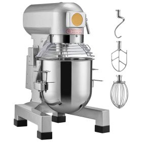 Commercial Food Mixer, 18.7L Commercial Stand Mixer with 3 Adjustable Speeds, 1100W Dough Mixer with Stainless Steel Bowl and 3 Mixing Attachment