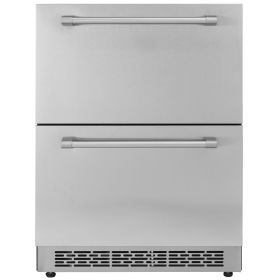 24" Undercounter Refrigerator, 2 Drawer Wine Refrigerator with Different Temperature, 4.87 Cu.ft. Capacity