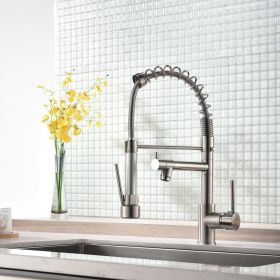 Commercial Kitchen Faucet with Pull Down Sprayer, Single Handle Single Lever Kitchen Sink Faucet