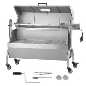 Rotisserie Grill with Hooded Cover, BBQ Whole Pig Lamb Goat Charcoal Spit Grill, 46 Inch 132Lbs Capacity