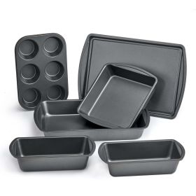 Non-Stick Bakeware Sets 6 Piece, Easy for Release and Clean up, Carbon Steel, Gray