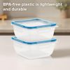 Plastic Total Solution 2-Pack (5.5-Cup) Food Storage Containers Set, Leakproof & Airtight Plastic Locking Lids Square Containers