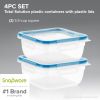 Plastic Total Solution 2-Pack (5.5-Cup) Food Storage Containers Set, Leakproof & Airtight Plastic Locking Lids Square Containers