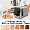 Stainless Steel Touch Screen Toaster 2 Slice, Bagel Toasters with LCD Display
