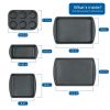 Non-Stick Bakeware Sets 6 Piece, Easy for Release and Clean up, Carbon Steel, Gray