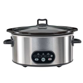 6/8 Quart Slow Cooker with 3 Cooking Settings, Non-Stick Ceramic Inner Pot, Dishwasher-Safe Lid, and Multi-Functional. (Color: Silvery, size: 8L)