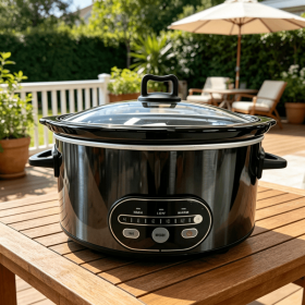 6/8 Quart Slow Cooker with 3 Cooking Settings, Non-Stick Ceramic Inner Pot, Dishwasher-Safe Lid, and Multi-Functional. (Color: Black, size: 8L)