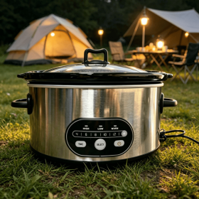 6/8 Quart Slow Cooker with 3 Cooking Settings, Non-Stick Ceramic Inner Pot, Dishwasher-Safe Lid, and Multi-Functional. (Color: Silvery, size: 6L)