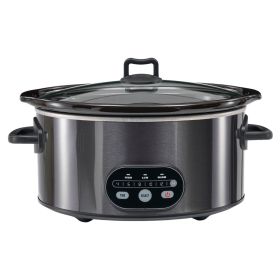 6/8 Quart Slow Cooker with 3 Cooking Settings, Non-Stick Ceramic Inner Pot, Dishwasher-Safe Lid, and Multi-Functional. (Color: Black, size: 6L)