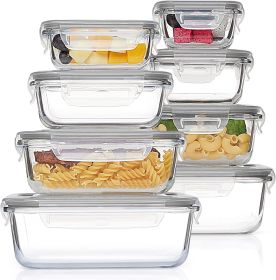 8 Pack Glass Food Storage Containers with Airtight Lids, Glass Meal Prep Containers, Lunch Office Meal for Microwave, Oven, Freezer and Dishwasher (Pack Size: 1 Pack)