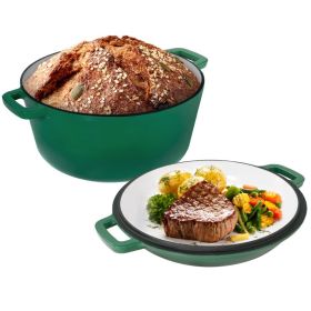 Cast Iron Dutch Oven for Stews/Braising (Color: green, Type: Cookware)