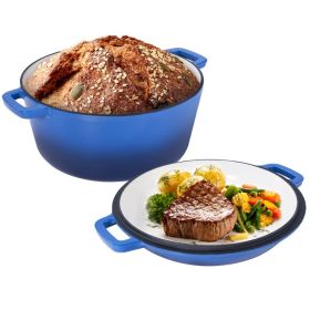 Cast Iron Dutch Oven for Stews/Braising (Color: Blue, Type: Cookware)