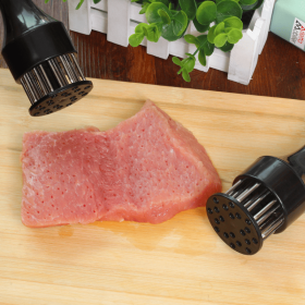 Two-tone meat tenderizer, 1/2-piece stainless steel needle-press steak tenderizing tool with non-slip handle. (style: 16-needle black boxed)