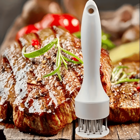 Two-tone meat tenderizer, 1/2-piece stainless steel needle-press steak tenderizing tool with non-slip handle. (style: 16-needle white boxed)